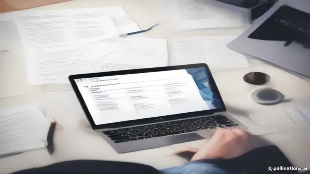 Researcher conducting qualitative data analysis with transcripts and coding sheets